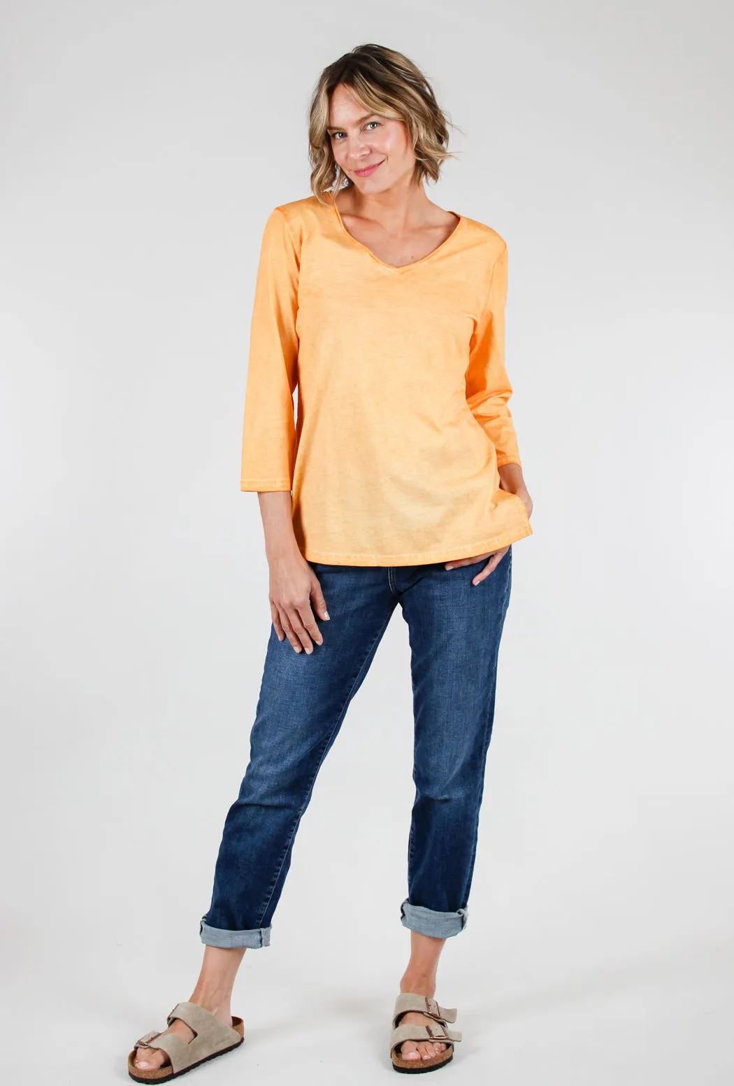 Mineral-Wash 3/4 Sleeve Tee, Adobe