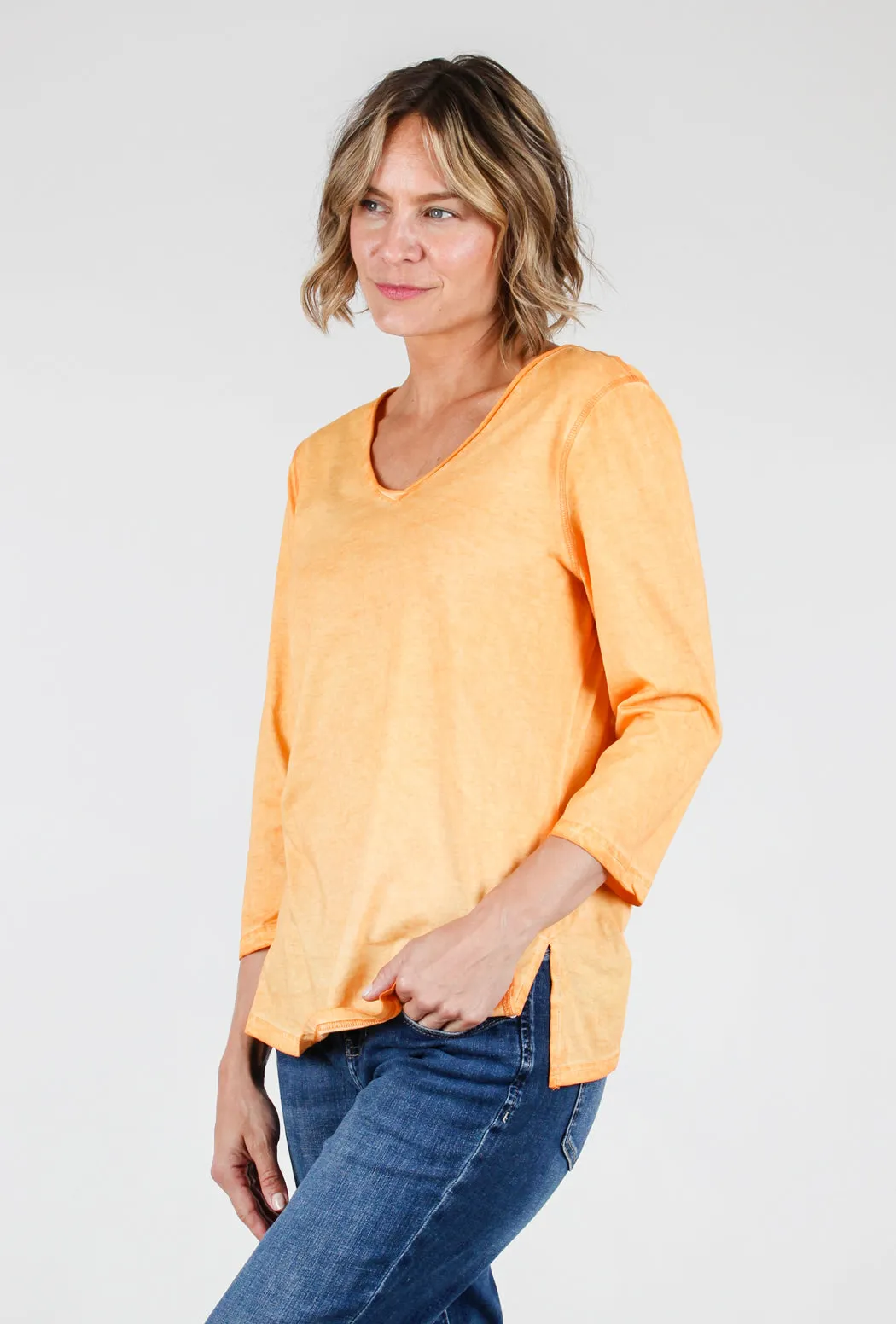 Mineral-Wash 3/4 Sleeve Tee, Adobe