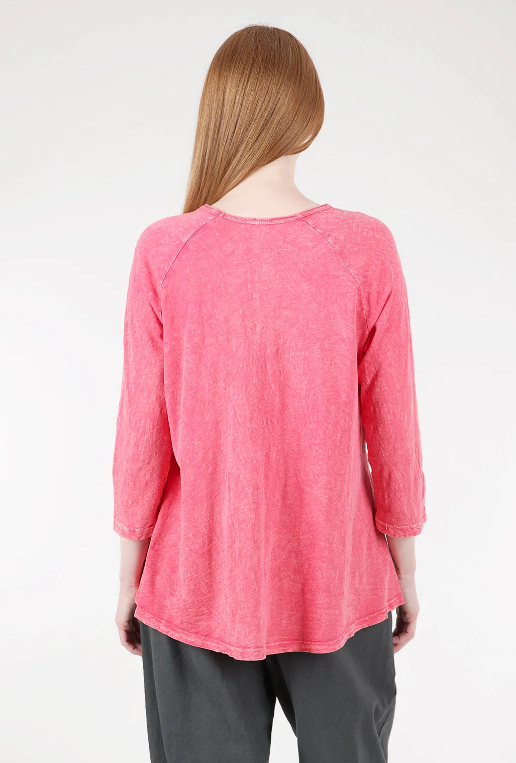 Mineral Wash Patch Pockets Top, Raspberry
