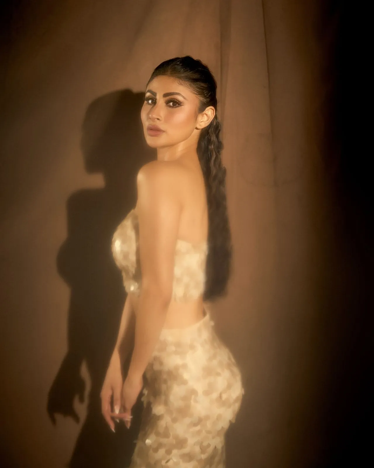 Mouni Roy in Sequin Tube with Marina Skirt