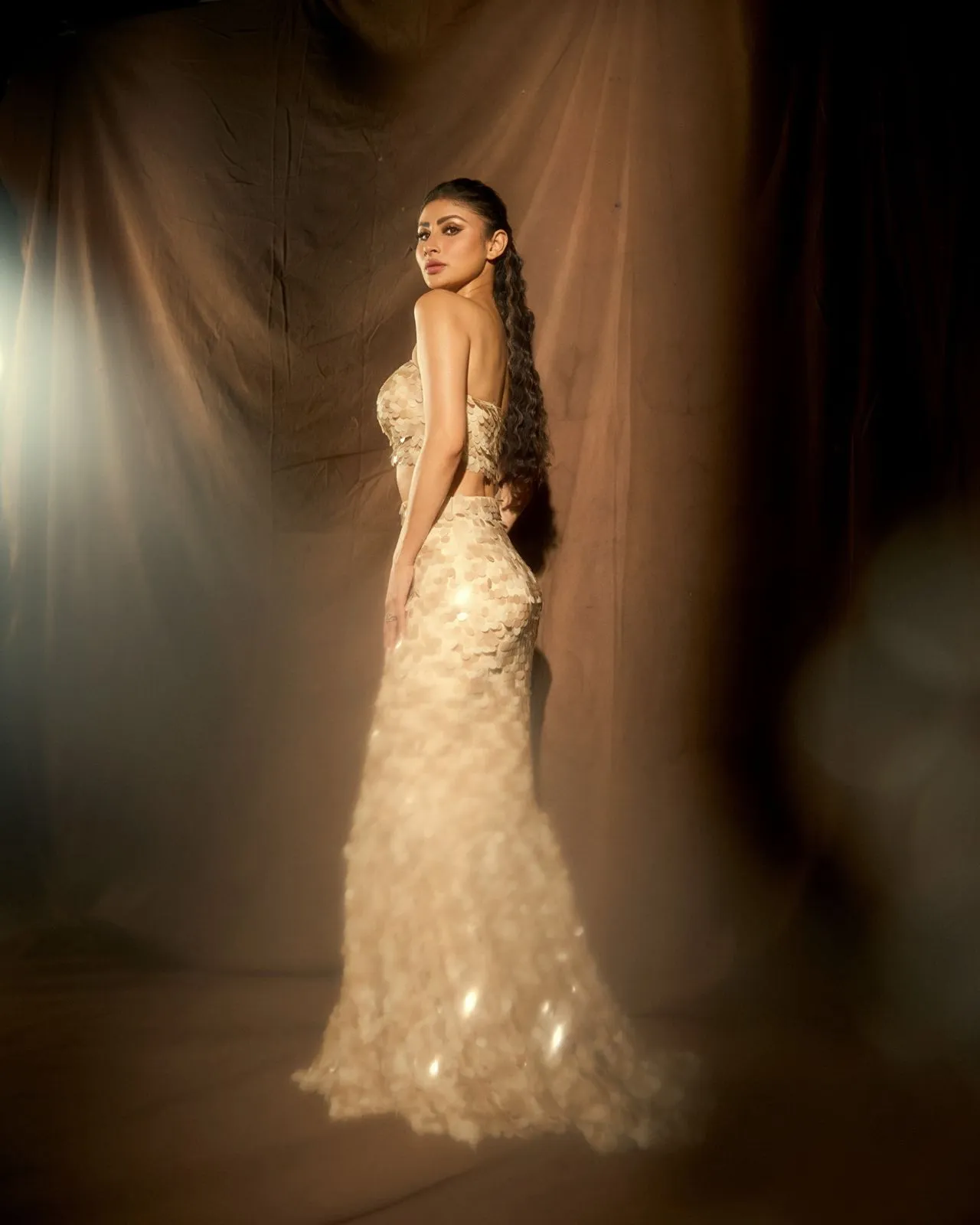 Mouni Roy in Sequin Tube with Marina Skirt