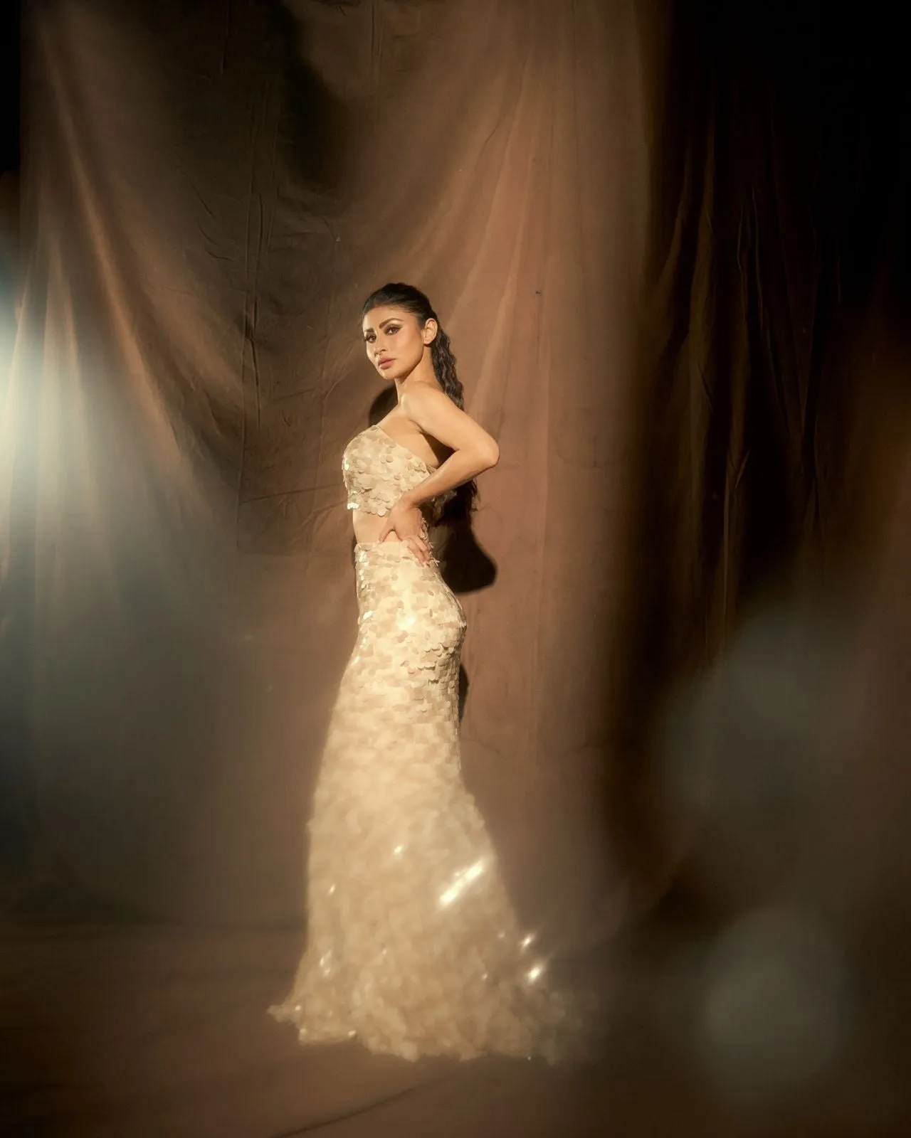 Mouni Roy in Sequin Tube with Marina Skirt