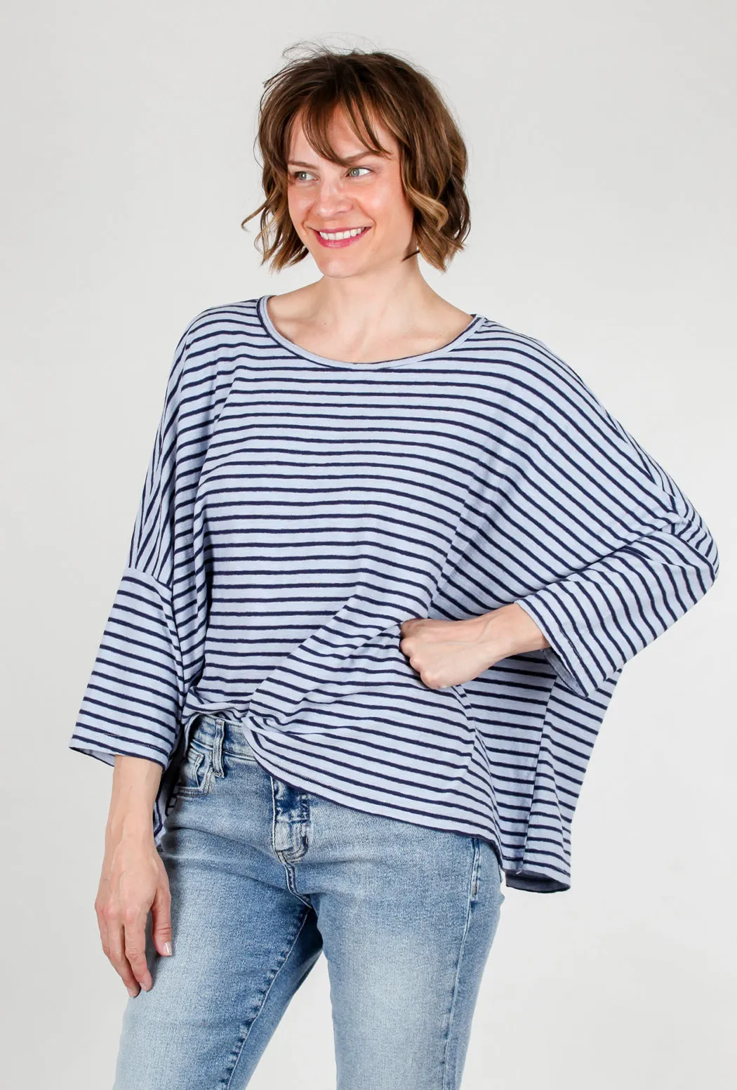 Navy Stripe Oversized Top, Porcelain