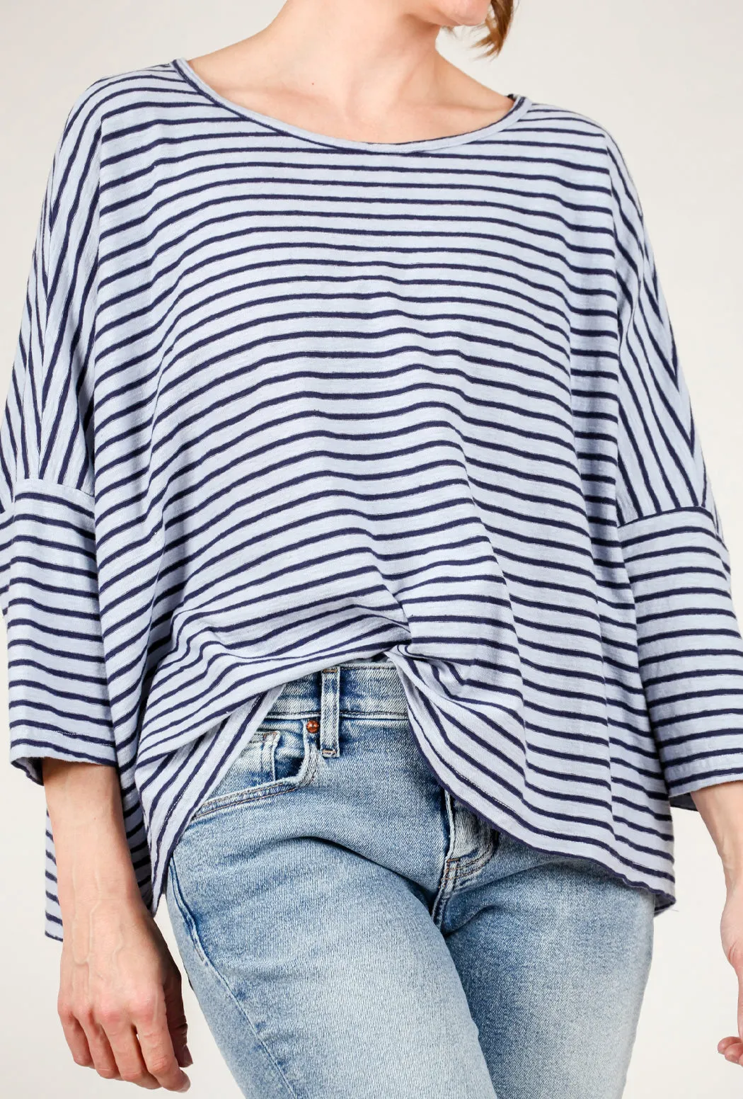 Navy Stripe Oversized Top, Porcelain
