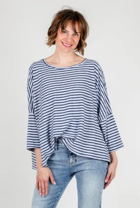 Navy Stripe Oversized Top, Porcelain