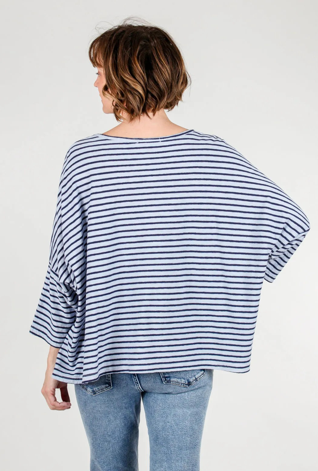 Navy Stripe Oversized Top, Porcelain