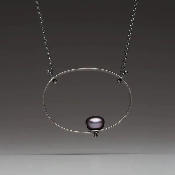 Nichole Collins - Necklace - Strip Wire Oval w/ Pearl #P815
