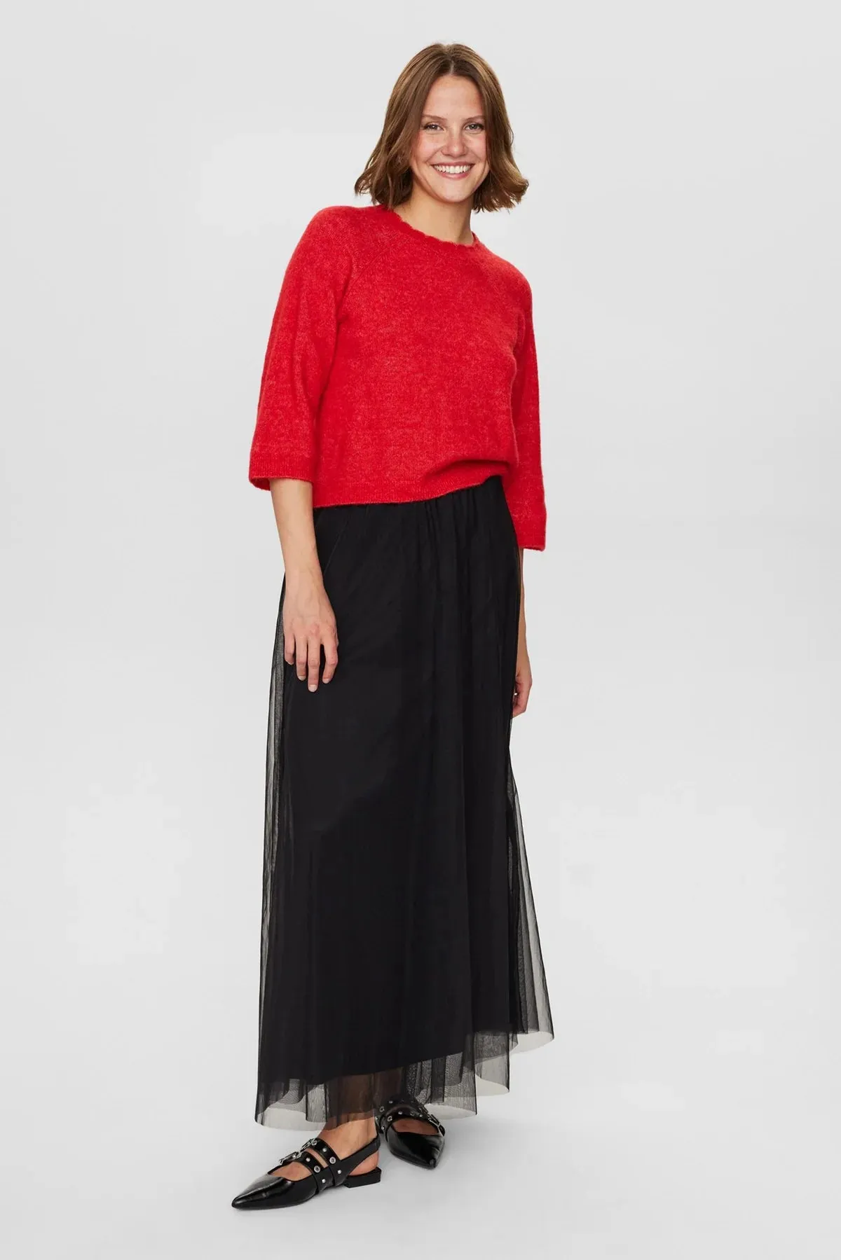 Numph Nuriette Selma Knit in High Risk Red