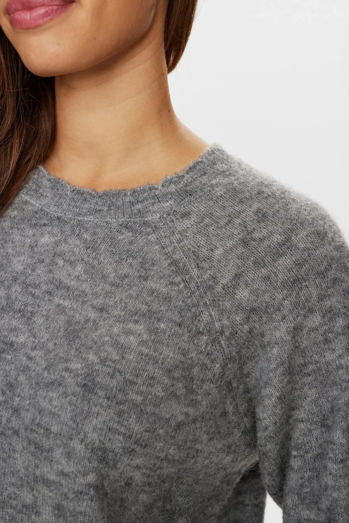 Numph Nuriette Selma Knit in Medium Grey Melange