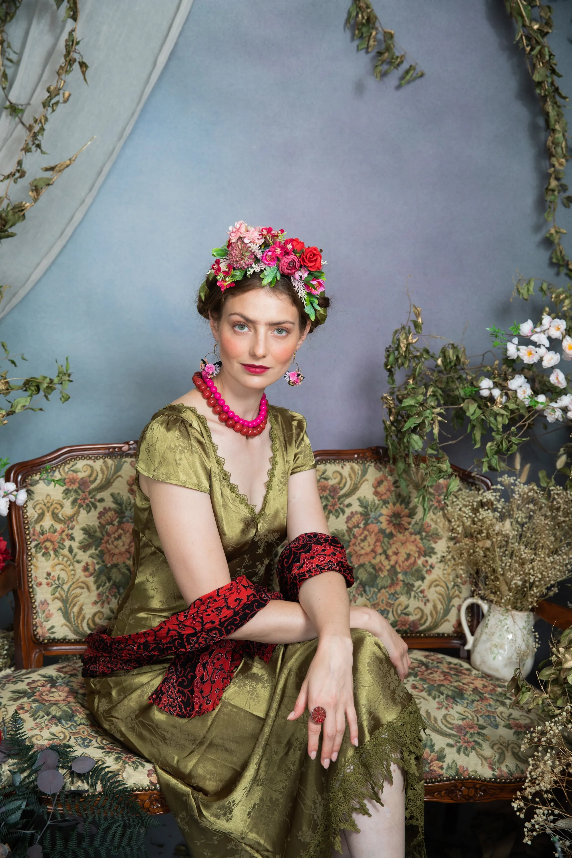 Pink and red Frida Kahlo headband