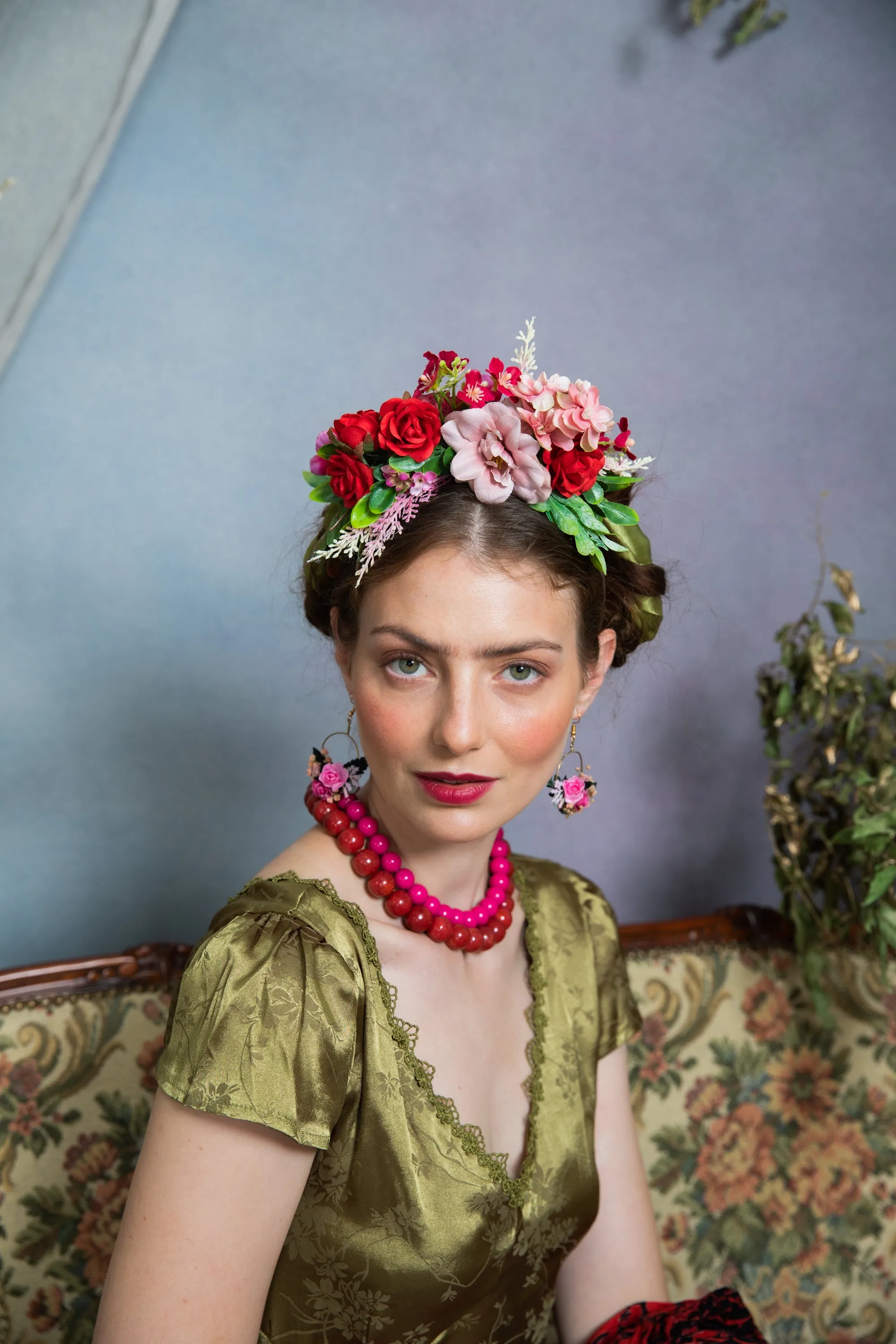Pink and red Frida Kahlo headband