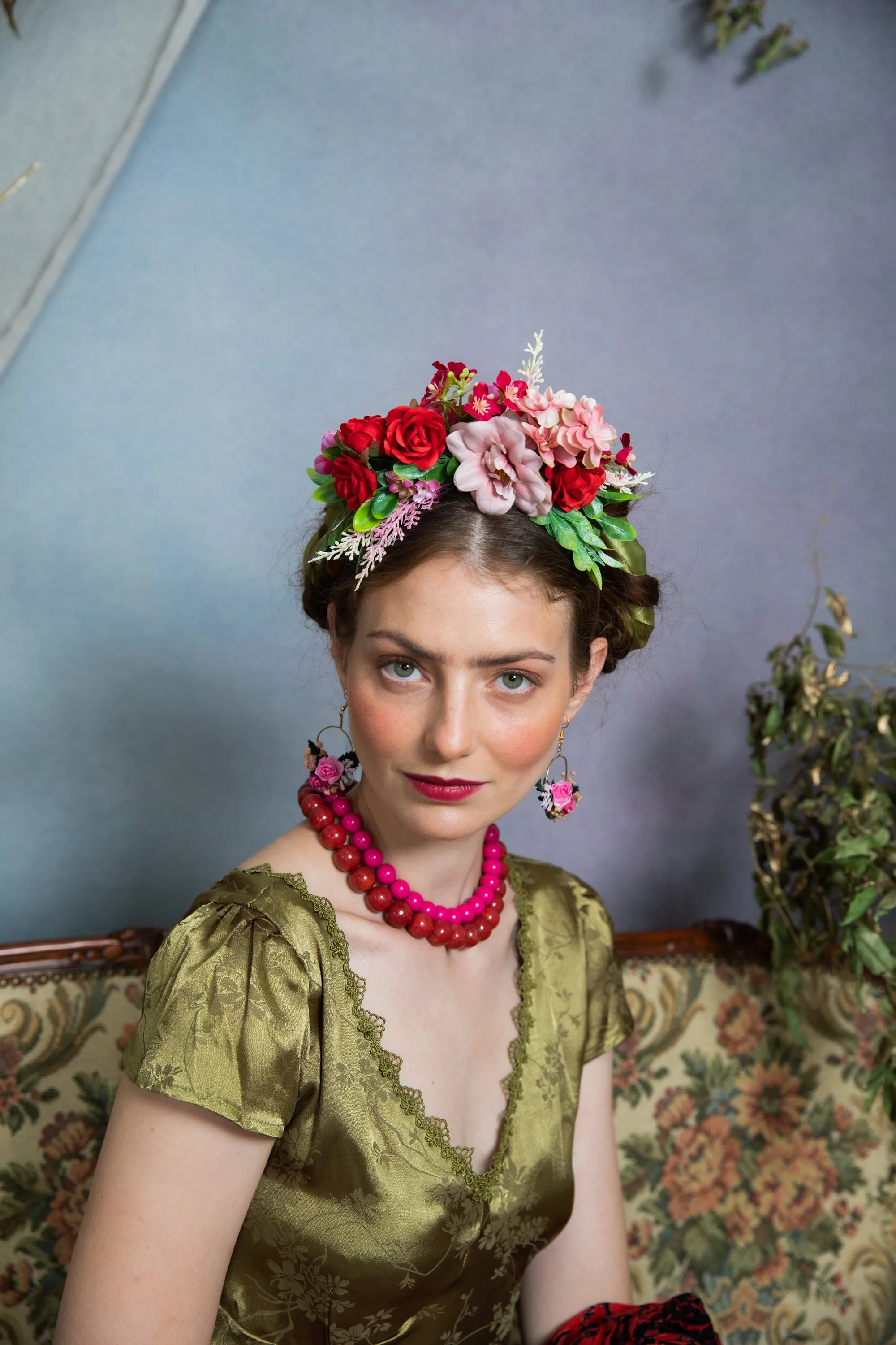Pink and red Frida Kahlo headband