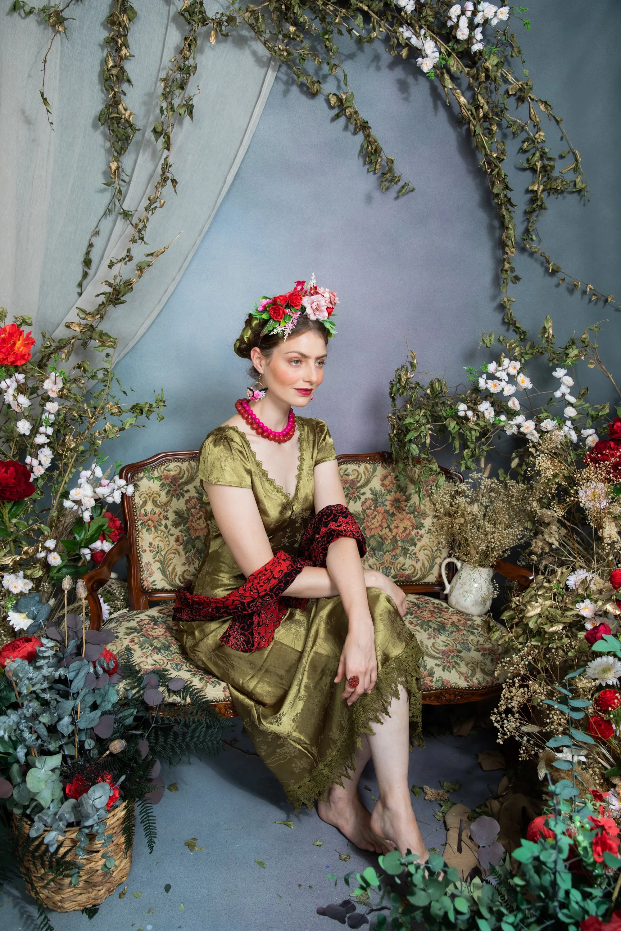 Pink and red Frida Kahlo headband