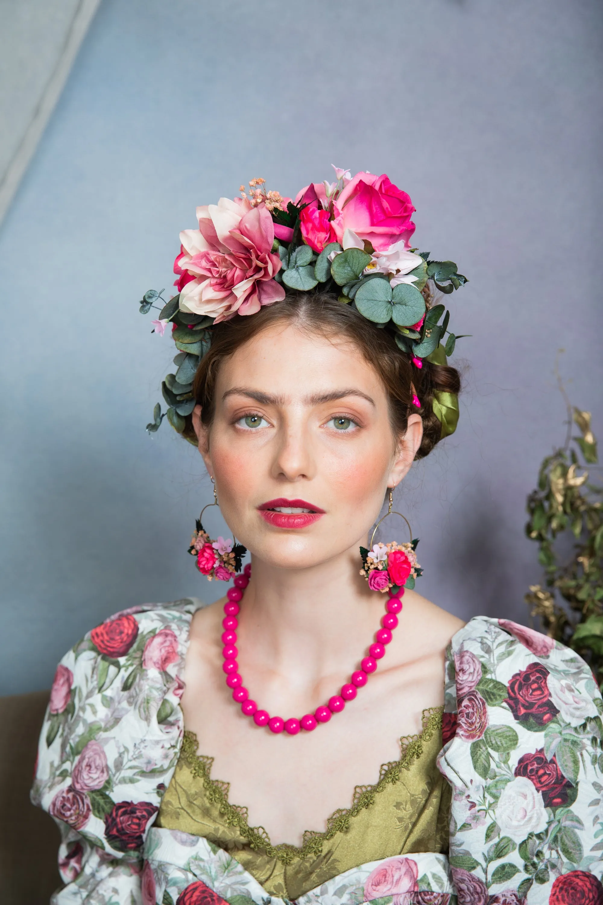 Pink Frida Kahlo flower headband