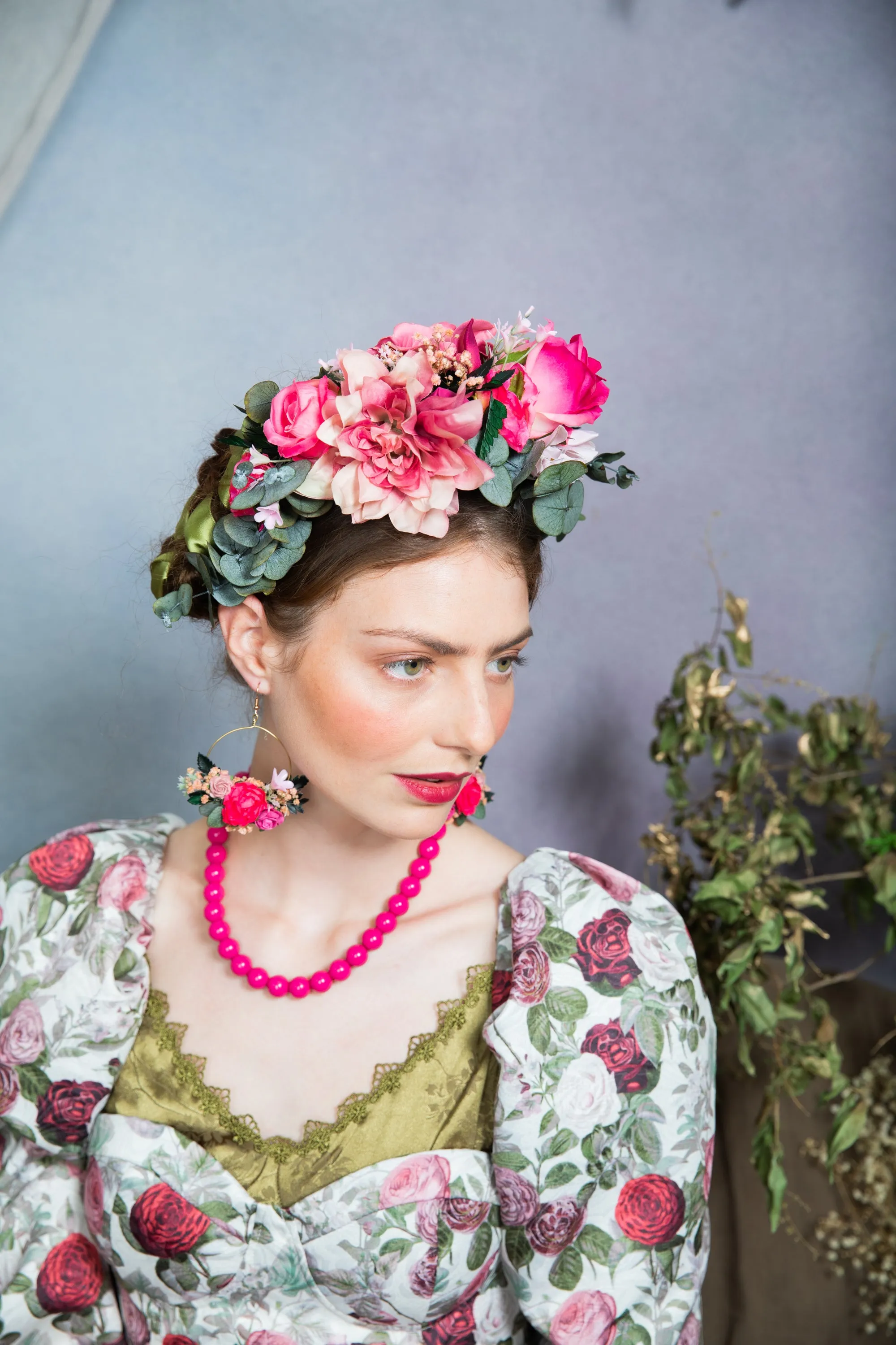 Pink Frida Kahlo flower headband