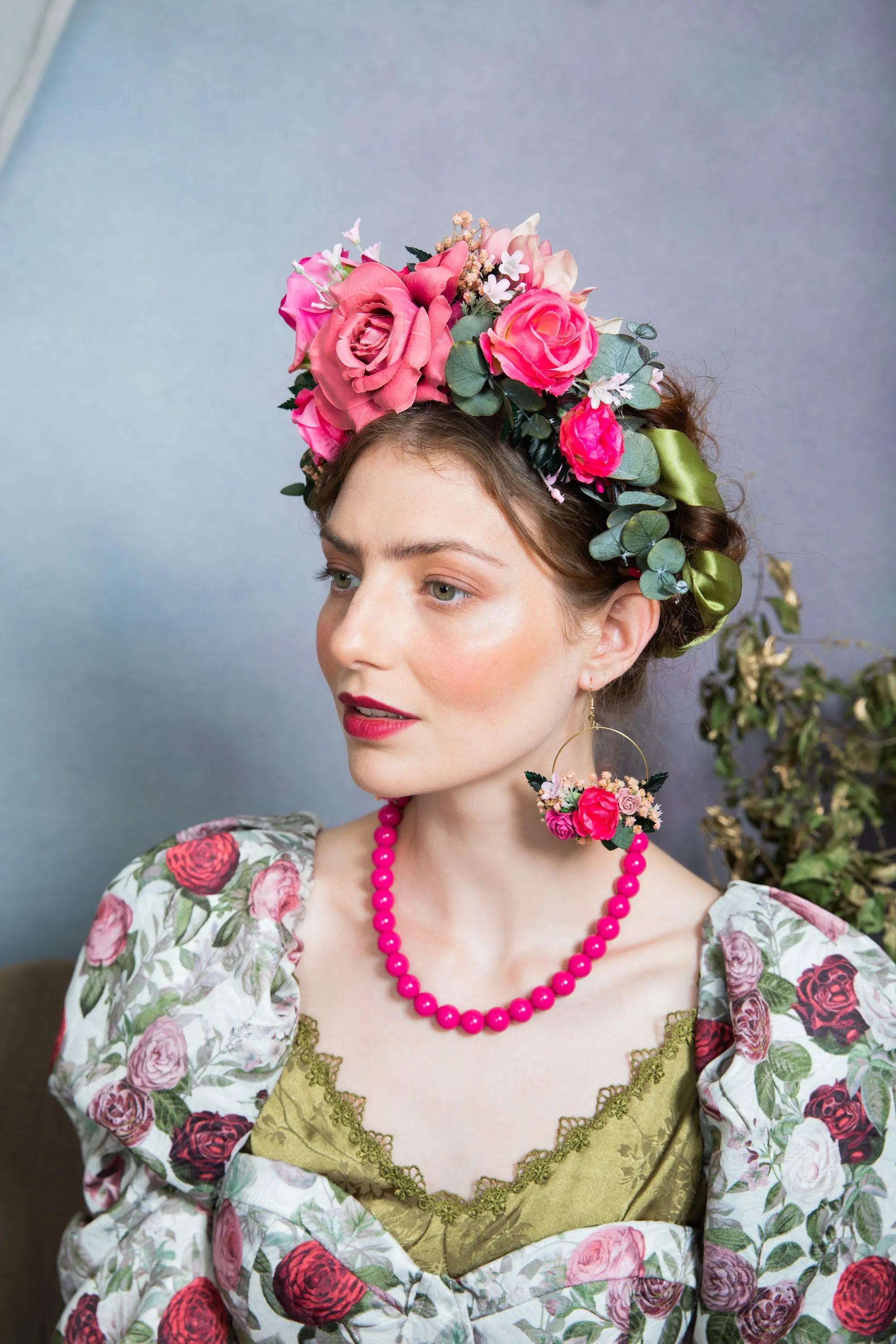 Pink Frida Kahlo flower headband