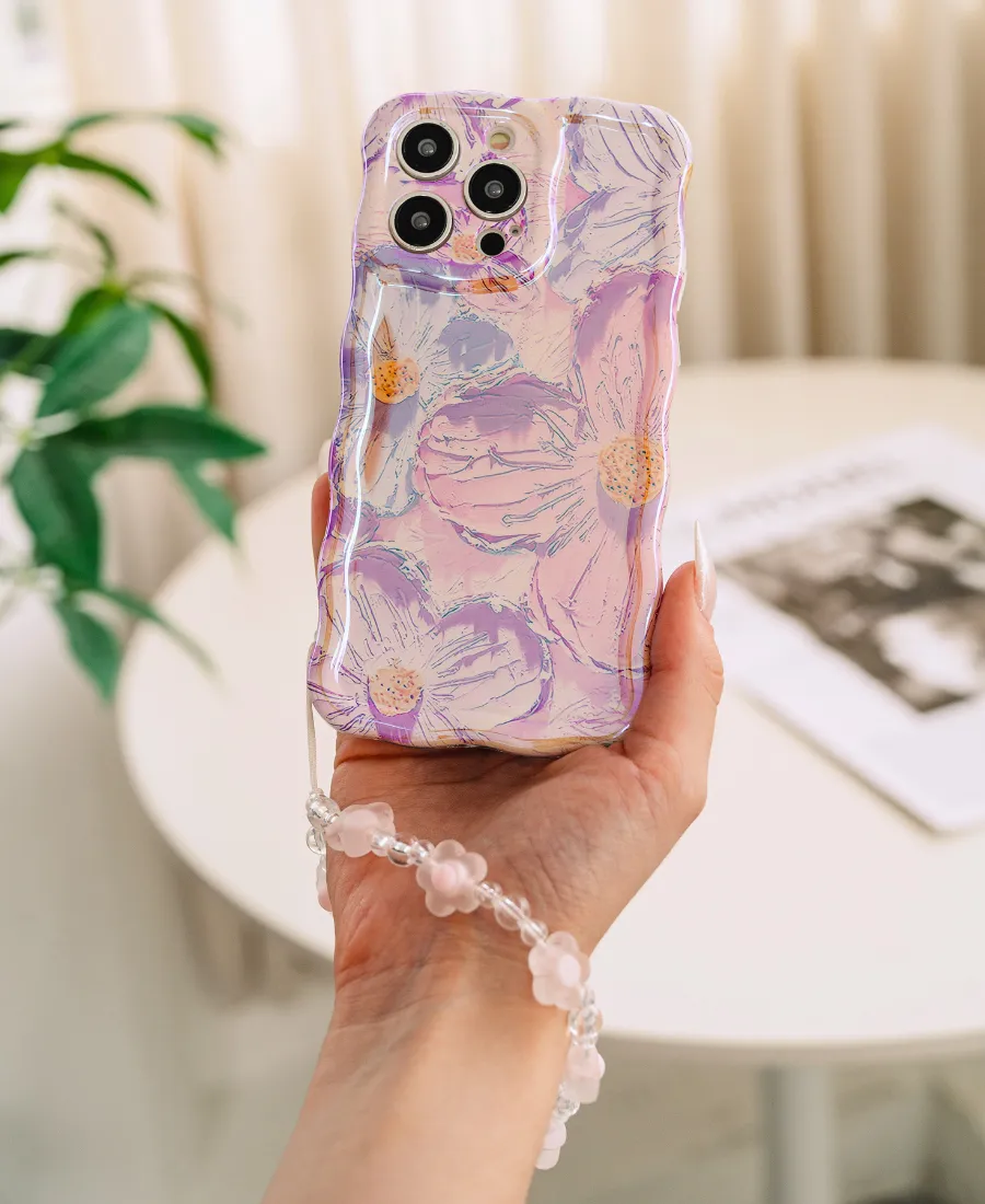 Pink Glass Floral Phone Charm