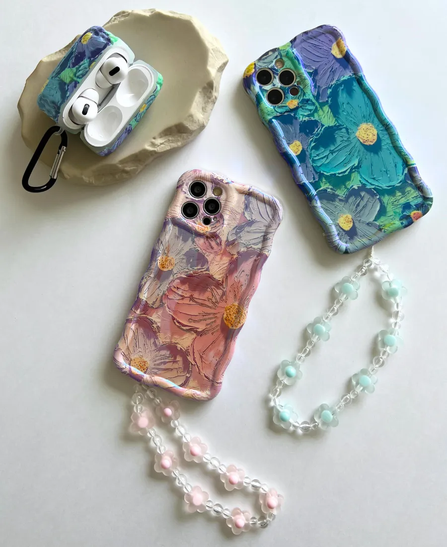 Pink Glass Floral Phone Charm