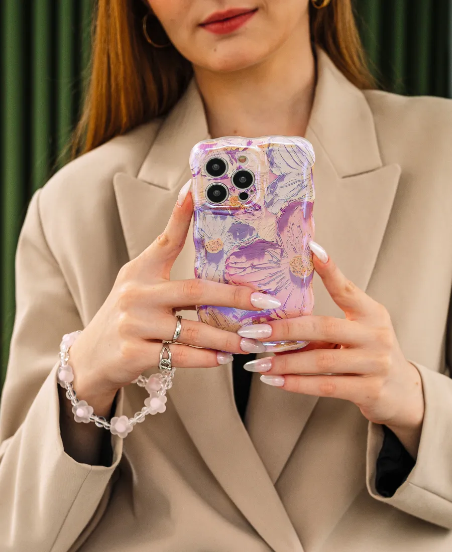 Pink Glass Floral Phone Charm