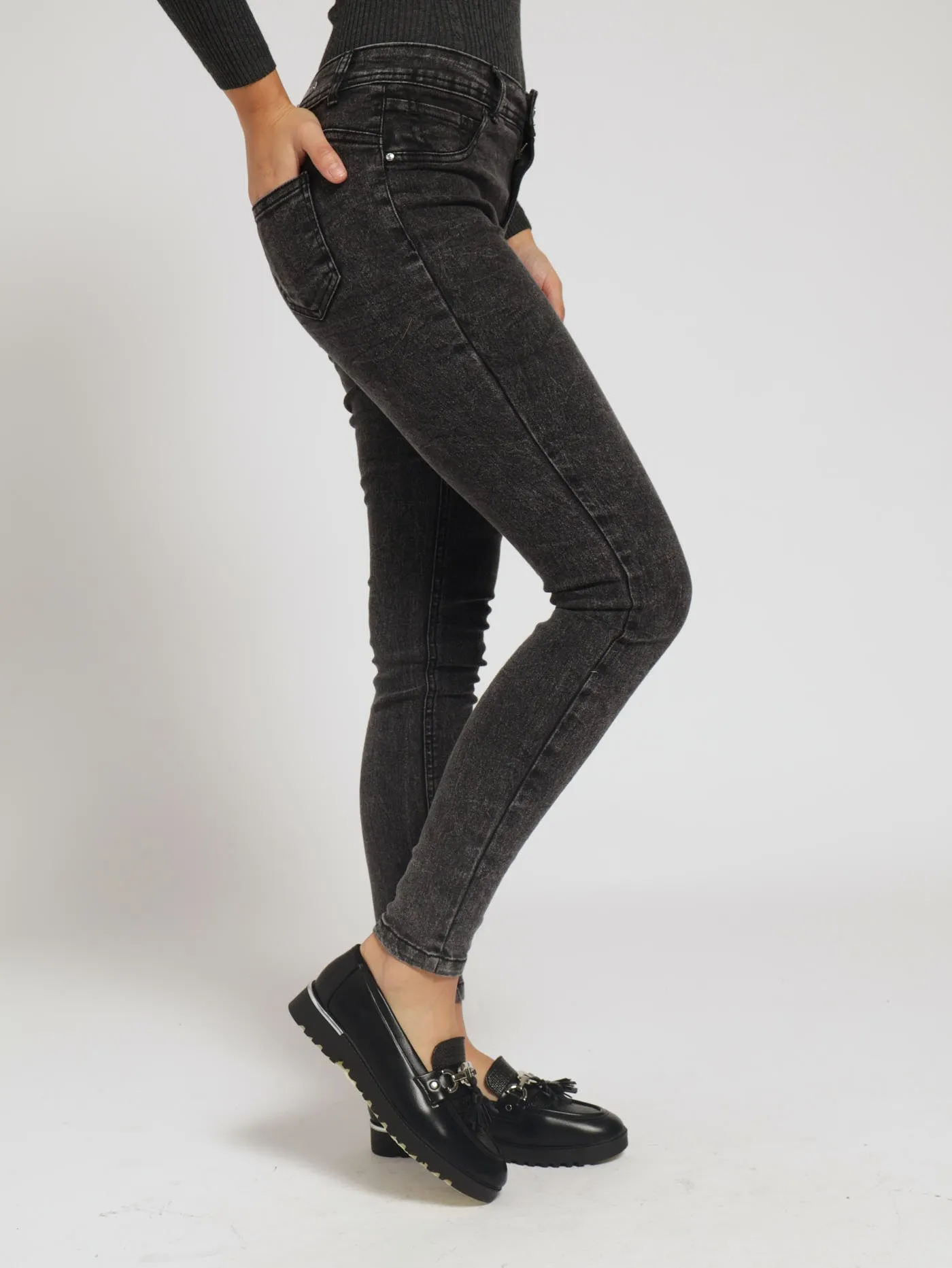 Portia Push Up Denim Jean - Black Acid