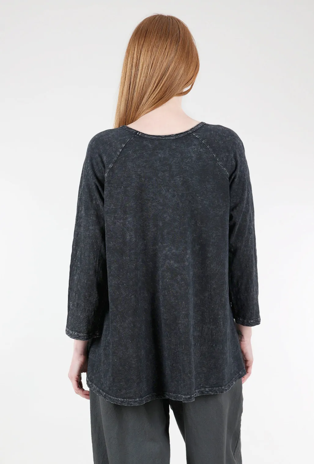 Rain Dots Patch Pockets Top, Black