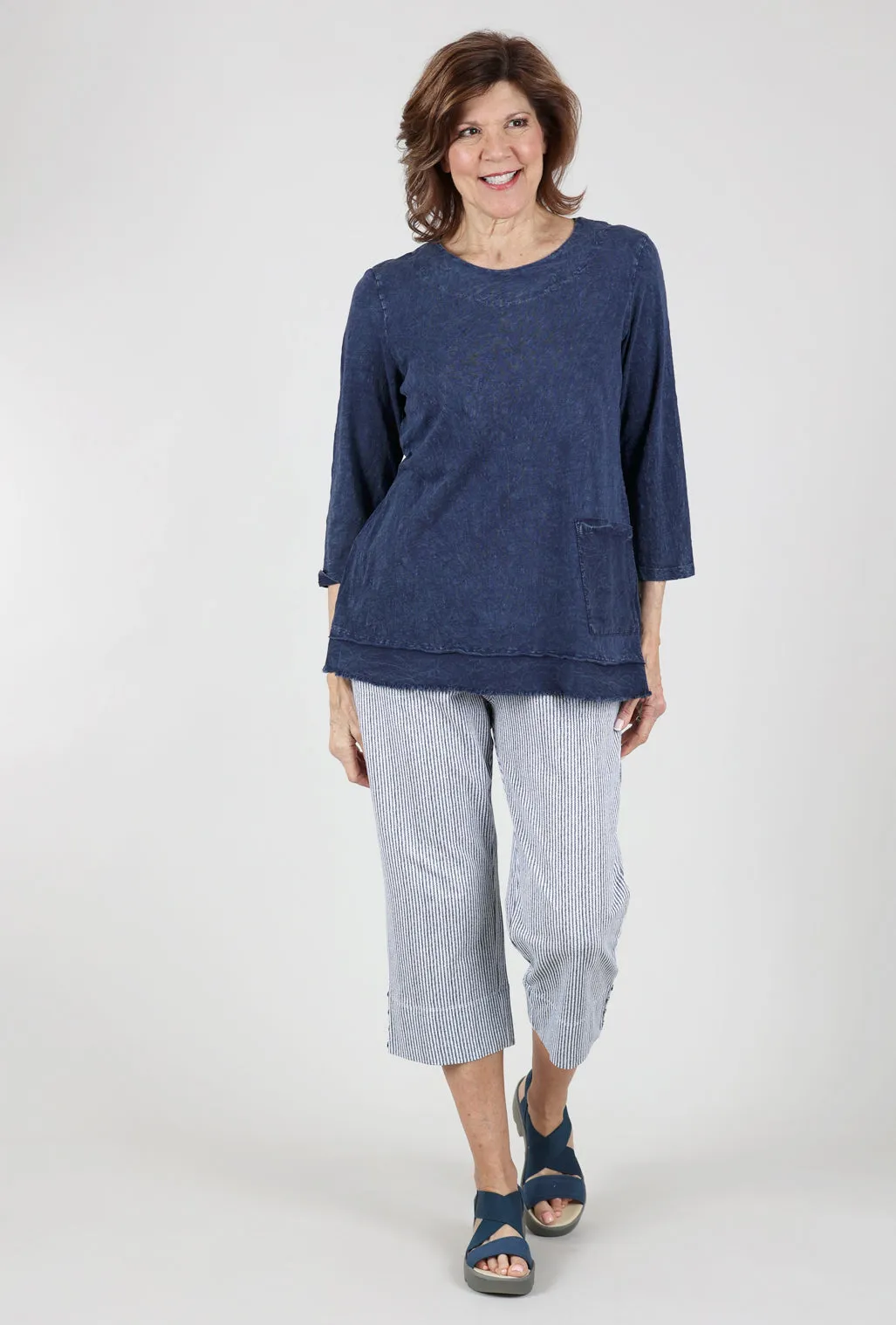 Raw Hem Cotton Slub Tunic, Denim