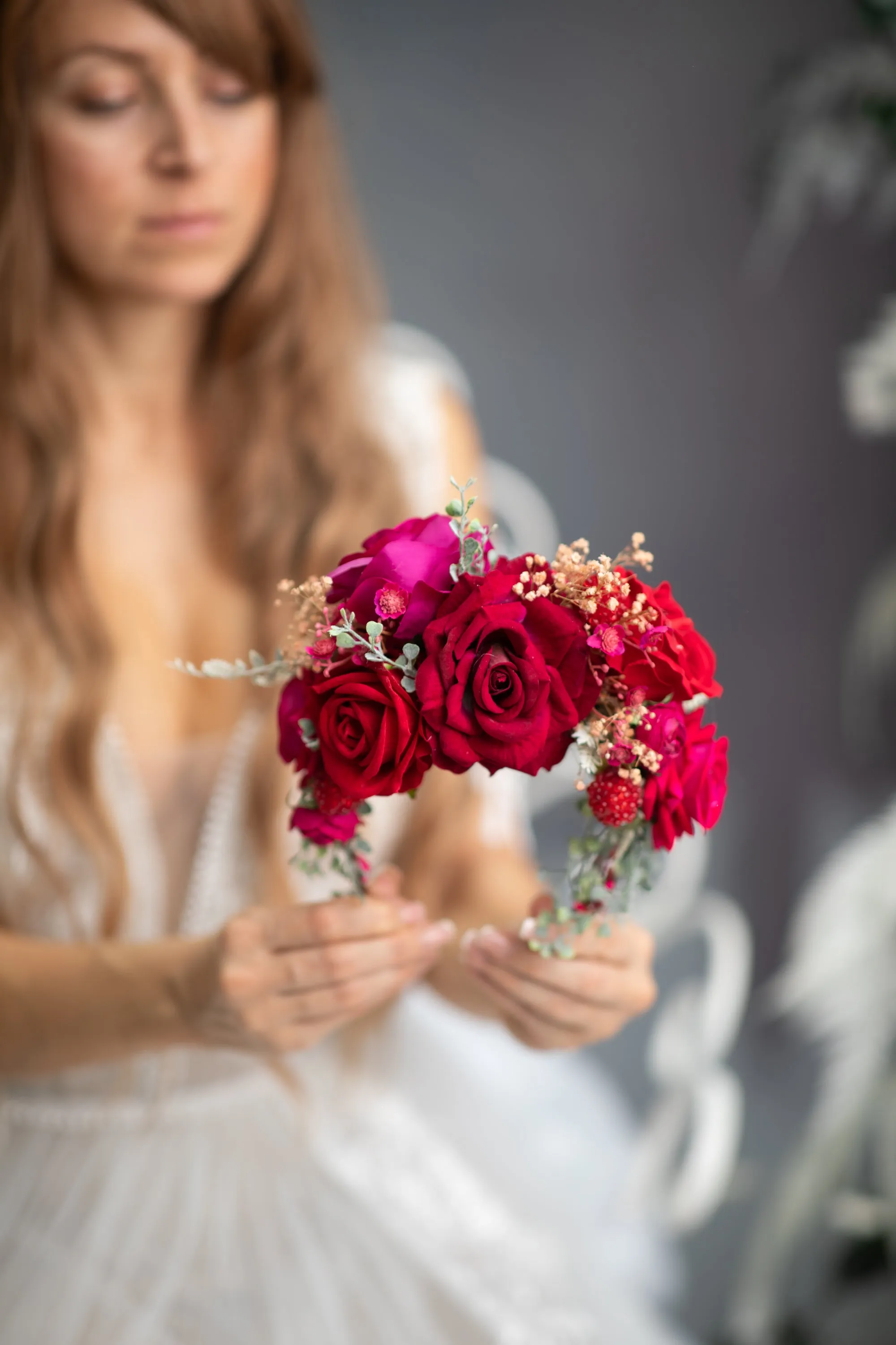 Red and magenta Frida Kahlo flower headband