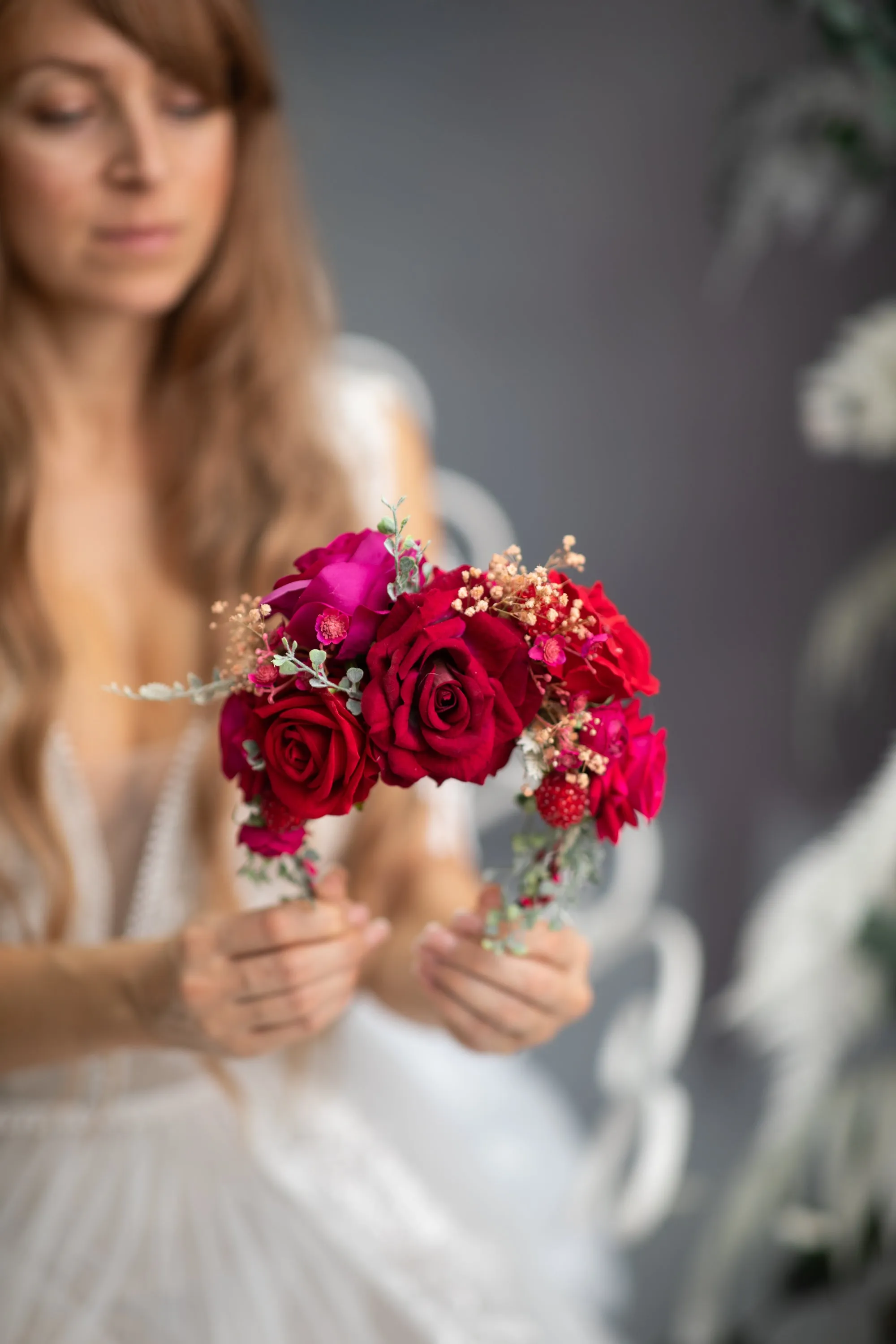 Red and magenta Frida Kahlo flower headband