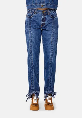 relaxed fit frayed hem jeans