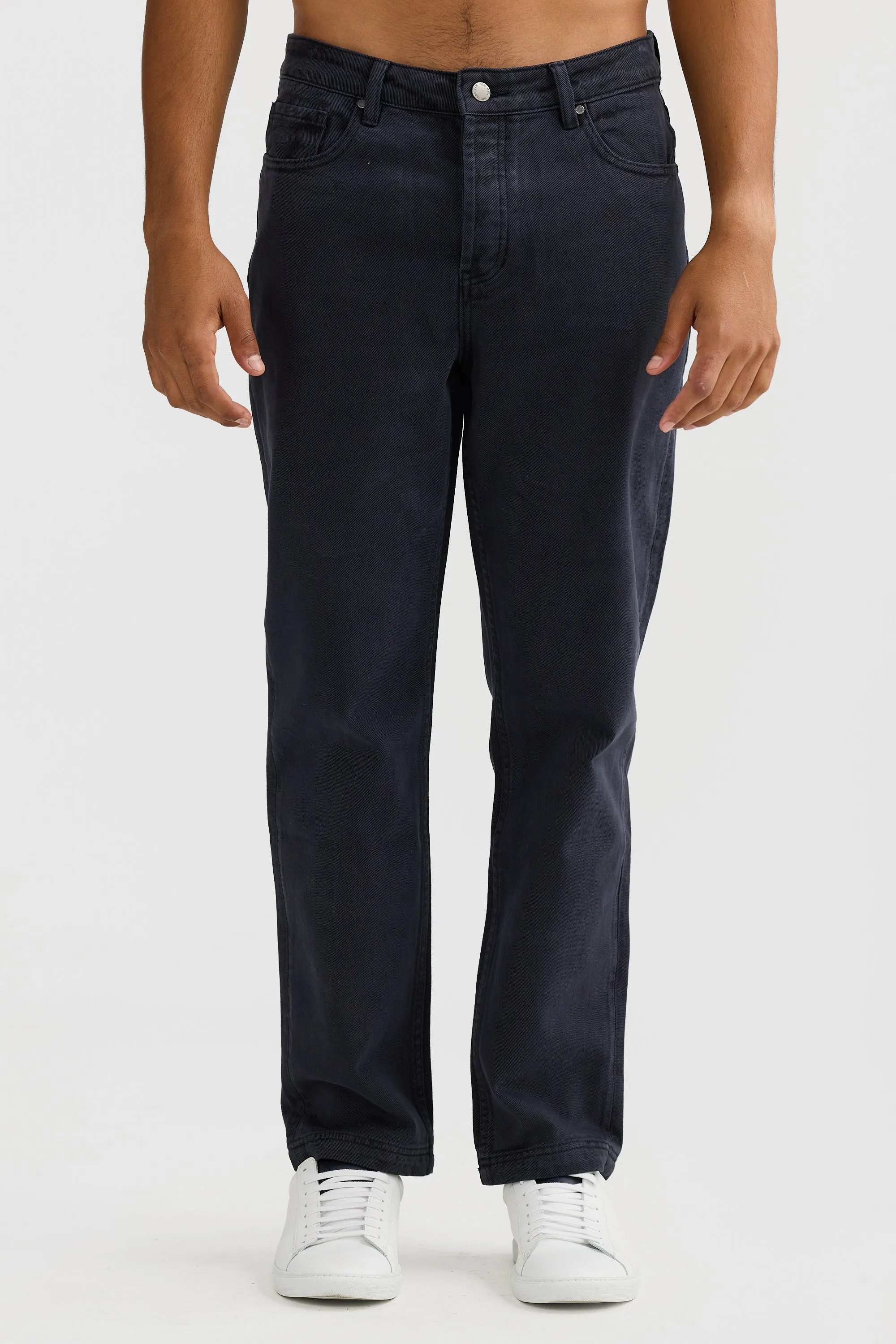 Straight Twill Pants Navy